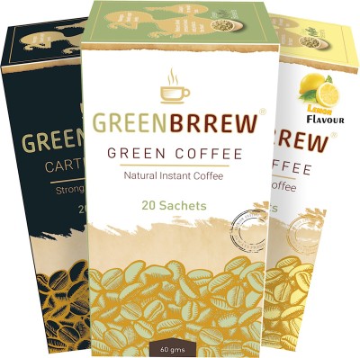 GreenBrrew Green Coffee Beans for Weight Loss Instant Coffee(3 x 60 g, Green Coffee Flavoured)