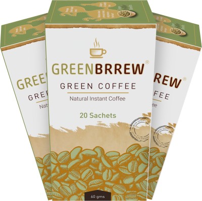 GreenBrrew Green Coffee Beans powder for Weight Loss Instant Coffee(3 x 60 g, Green Coffee Flavoured)