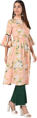 JHUMEERAH Women Geometric Print Straight Kurta(Pink)