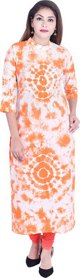PALSIYA PRESENTS Women Printed Straight Kurta(Orange)