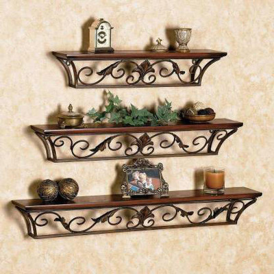 FlipsShoppee Wooden, Iron Wall Shelf(Number of Shelves - 3, Brown)