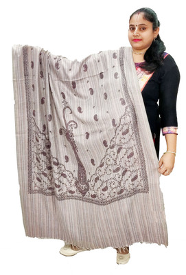 KAVIM Wool Printed Women, Men Shawl(Grey)