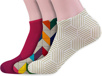 mefunky Women Printed Low Cut(Pack of 3)