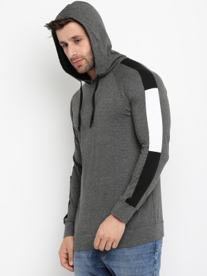 Gritstones Printed Men Hooded Neck Grey T-Shirt