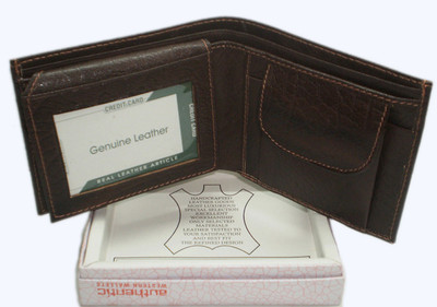 PE Men Casual, Formal Brown Genuine Leather Wallet(3 Card Slots)