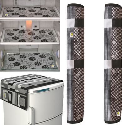 YELLOW WEAVES Refrigerator  Cover(Width: 97 cm, Black)