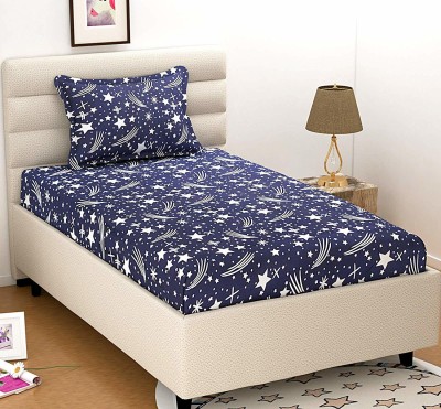 millenium 144 TC Polycotton Single Floral Flat Bedsheet(Pack of 1, Blue)