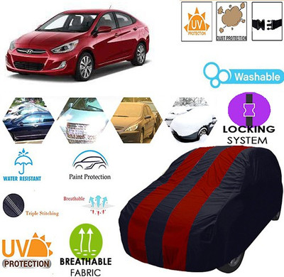 MotohunK Car Cover For Hyundai Accent (With Mirror Pockets)(Maroon, Black)