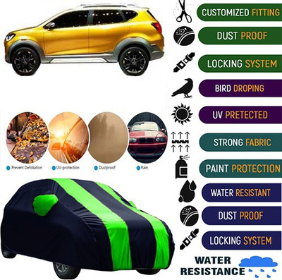 MotohunK Car Cover For Datsun Universal For Car (With Mirror Pockets)(Black, Green)