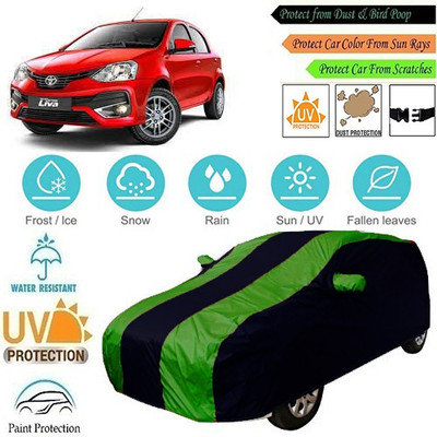 MotohunK Car Cover For Toyota Etios Liva (With Mirror Pockets)(Green, Black)