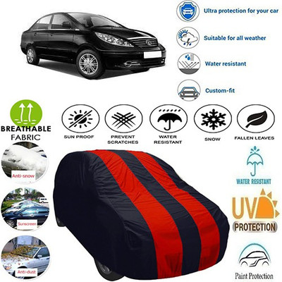 MotohunK Car Cover For Tata Manza (With Mirror Pockets)(Red, Black)