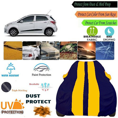 MotohunK Car Cover For Hyundai Grand i10 (With Mirror Pockets)(Yellow, Blue)