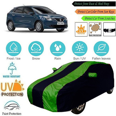 MotohunK Car Cover For Maruti Suzuki Baleno (With Mirror Pockets)(Green, Black)