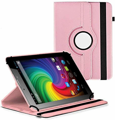 TGK Flip Cover for Micromax Funbook Mini P410i Tablet 7 inch 4GB, Wi-Fi3G+Voice Calling / Rotating Leather Case(Pink, Cases with Holder)