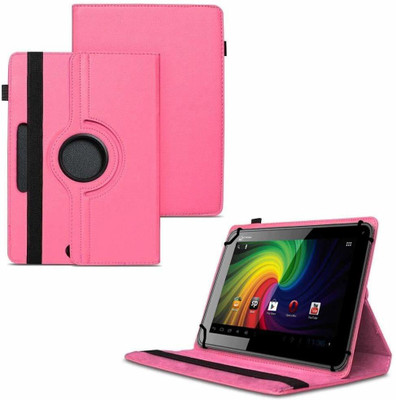 TGK Flip Cover for Micromax Funbook P255 Tablet 7 inch / Rotating Leather Stand Case(Pink, Cases with Holder)