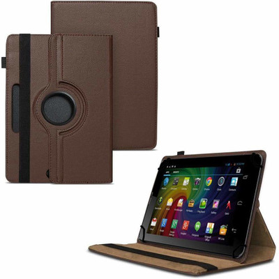 TGK Flip Cover for Micromax Funbook Duo P310 Tablet 7 inch/ Rotating Leather Stand Case(Brown, Cases with Holder)
