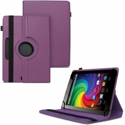 TGK Flip Cover for Micromax Funbook Mini P410i Tablet 7 inch 4GB, Wi-Fi3G+Voice Calling / Rotating Leather Case(Purple, Cases with Holder)