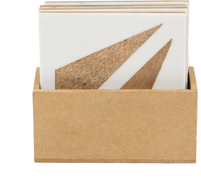 InsTook Square Medium Density Fibreboard Coaster Set(Pack of 4)