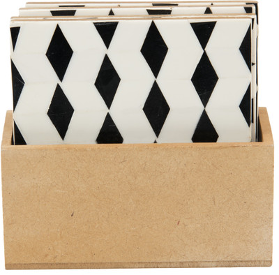InsTook Square Medium Density Fibreboard Coaster Set(Pack of 4)