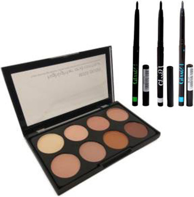 adbeni Budget Makeup Black, Blue, Green Eyeliner & 8 Color Concealer GC-951(4 Items in the set)