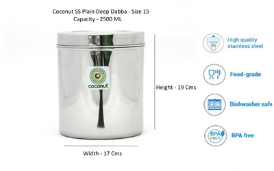 COCONUT Steel Spice Container  - 2.5 L(Silver)