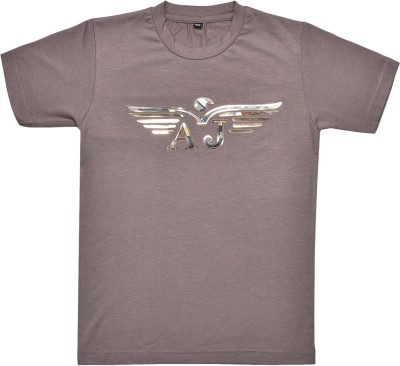 Wishkaro Boys Graphic Print Cotton Blend T Shirt(Grey, Pack of 1)