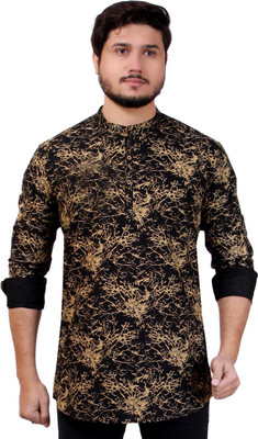MOHINI CREATION Men Self Design Straight Kurta(Gold)