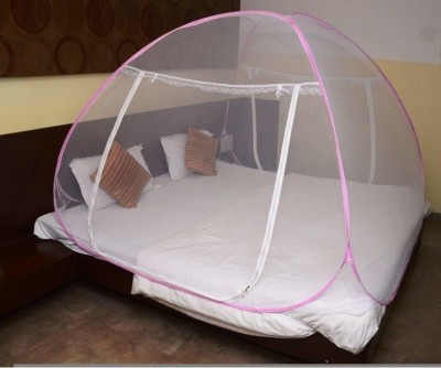 Aone Cotton Adults Washable Foldable Double Bed Mosquito Net Pink (1pc) Mosquito Net(Pink, Tent)