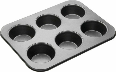 DEVZA Aluminium Cupcake/Muffin Mould 6(Pack of 1)
