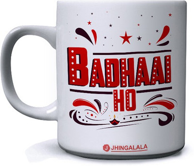 Jhingalala Badhaai Ho Printed Ceramic Coffee Mug(350 ml)