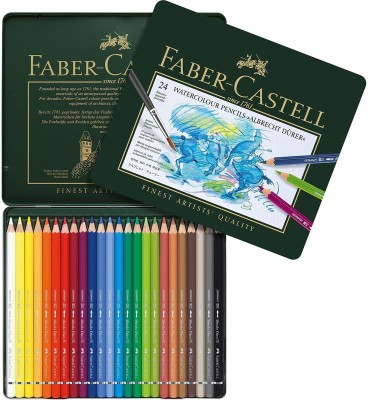 FABER-CASTELL Watercolour Pencils Hexagonal Shaped Color Pencils(Set of 24, Multicolor)