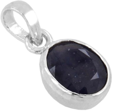 Gems Jewels Online 925 Hallmark Pure Silver With Natural Neelam Pendent Sapphire Stone Pendant