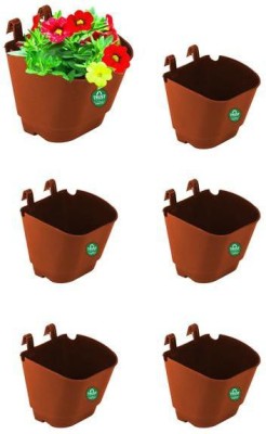 TrustBasket Set of 6 Vertical Gardening POTS/PLANTERS (Brown) - Extra Large… Plant Container Set(Pack of 6, Plastic)