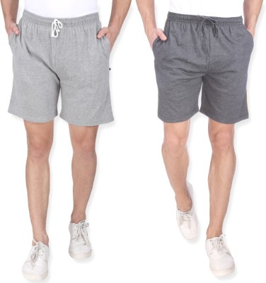 NEO GARMENTS Solid, Self Design Men Grey, Dark Grey Regular Shorts