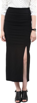 FRENCH FUSION Solid Women Pencil Black Skirt