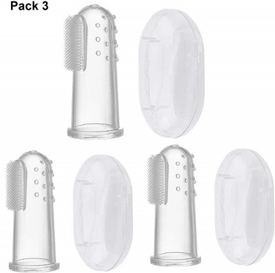 Lifekrafts Baby Silicone Finger Toothbrush Baby Finger Tooth Brush (3 months to 3 years) with storage Box Extra Soft Toothbrush(Pack of 3)