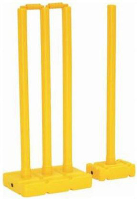 Proactive SPORTS Heavy Plastic Cricket Stumps Set- 4 Stumps + 2 Bails + Base (Large+Small)(Yellow)