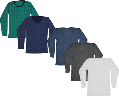 Indistar Girls Printed, Self Design Wool Blend Regular T Shirt(Multicolor, Pack of 5)