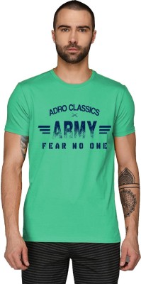 ADRO Typography Men Round Neck Green T-Shirt