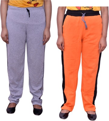 IndiWeaves Solid Women Orange, Grey Track Pants