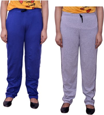 IndiWeaves Solid Women Blue, Grey Track Pants