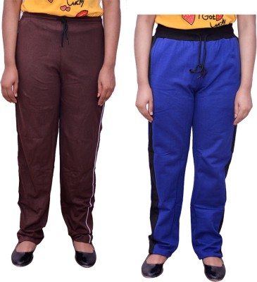 IndiWeaves Solid Women Blue, Brown Track Pants