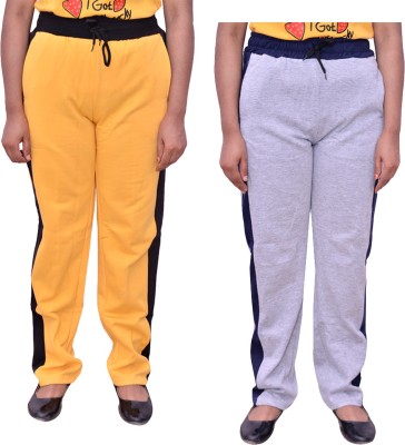 IndiWeaves Solid Women Grey, Yellow Track Pants