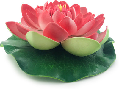Almoda Creations Charming Floating Red Lotus Artificial Flower(7 inch, Pack of 1, Single Flower)