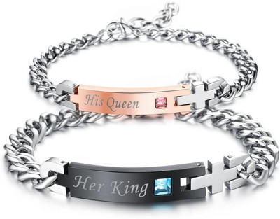 JS Stainless Steel Sterling Silver Bracelet(Pack of 2)