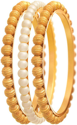 JFL Jewellery for Less Copper Pearl Gold-plated Bangle Set