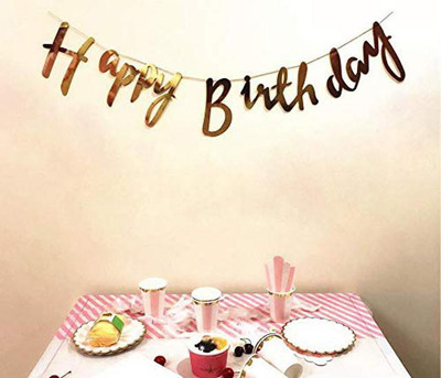 PopTheParty Happy Birthday Gold Theme Bunting Flag Banner Color Banner(5 ft, Pack of 1)