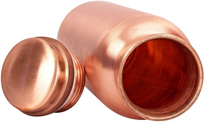 Home Story Deal Bugs Matte Finish Copper Lacquer Coated Yoga Water Bottle, 1000 ML Handmade, Joint Free & Leak Proof for Ayurvedic Health Benefits (Set of 2) 1000 ml Bottle(Pack of 2, Gold, Copper)