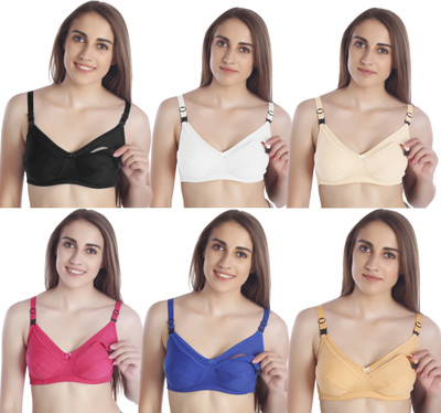MIESTILO Breastfeeding Women Maternity/Nursing Non Padded Bra(White, Black, Beige, Blue, Pink, Gold)
