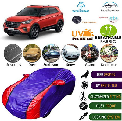 MotohunK Car Cover For Jeep Compass (With Mirror Pockets)(Blue, Red)